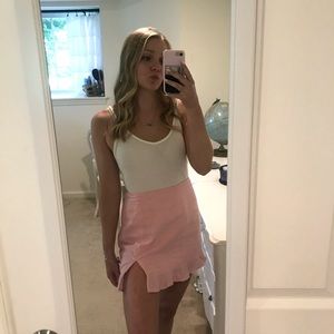 Ruffled hem pink women’s skirt